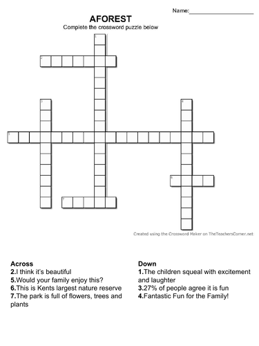 Aforest crossword