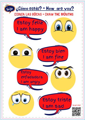 Spanish feelings emoji worksheet