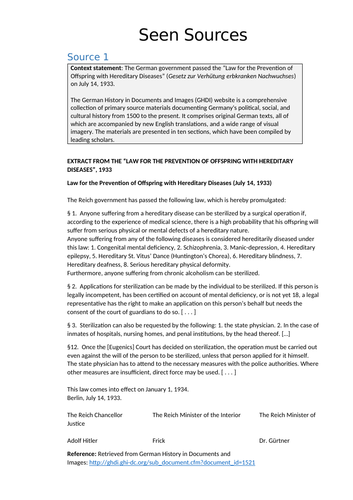 German Nationalism: Eugenics sources with context statements