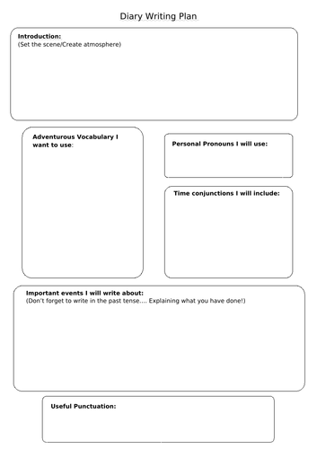 Hercules Diary Writing differentiated planning sheets with text