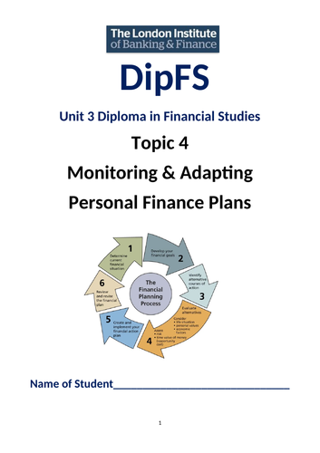 Diploma in Financial Studies LiBF Unit 3 Topic 4 Monitoring & Adapting  Personal Finance Plans