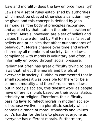 law and morality a level law essay