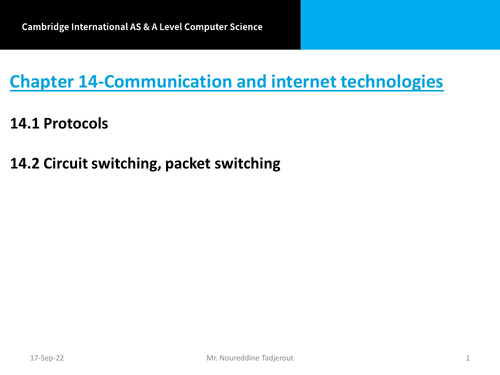 AS/A level - Year 12/13- Chapter 14 - Communication and internet technologies