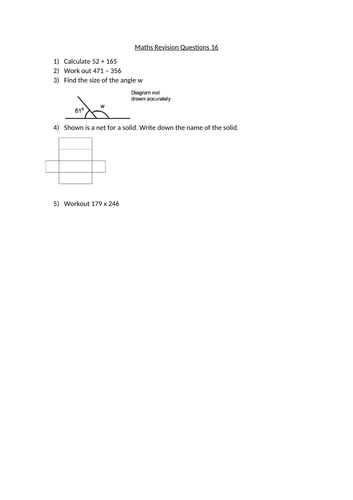 maths revision questions 16