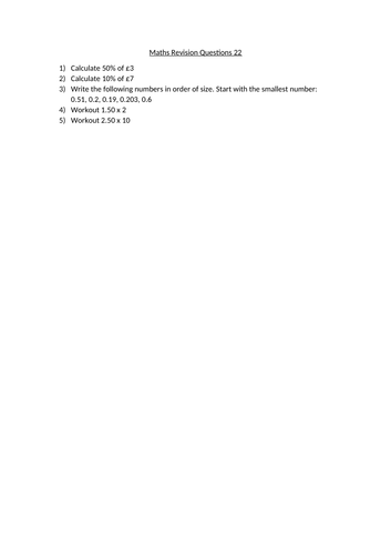 maths revision questions 22