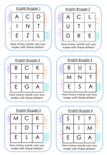 English Boggle Style Game/Challenge