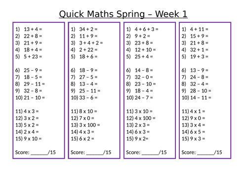 Daily Arithmetic Practice LKS2 Challenges