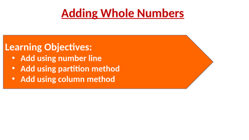Adding Whole numbers: Complete lesson with PPT, 4 Worksheets and Answersheetss