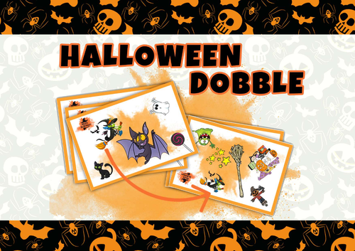 Halloween. Dobble game. Spot it.