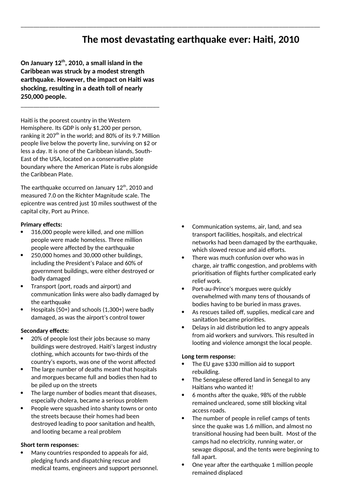 haiti earthquake 2010 case study quizlet