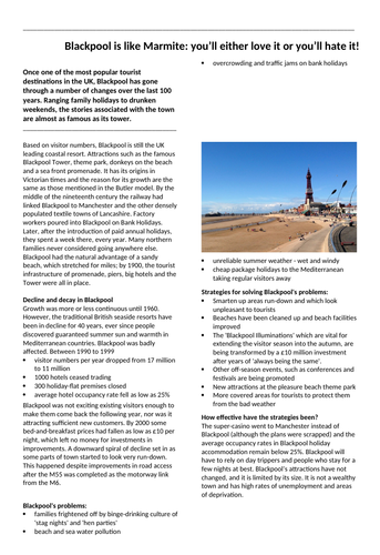 Blackpool tourism case study