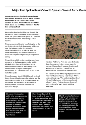 Russian oil spill, 2020 case study