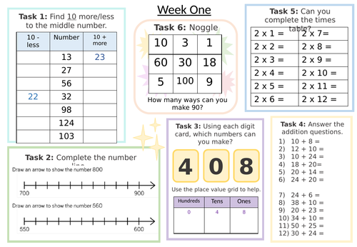 LKS2 Maths Challenge Sheets Autumn Term