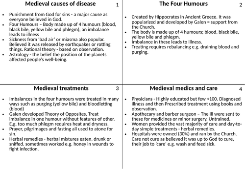 Edexcel GCSE History 9-1 Medicine Through Time Revision Cards