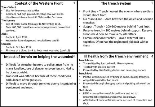 Edexcel GCSE History 9-1 Western Front Revision Cards