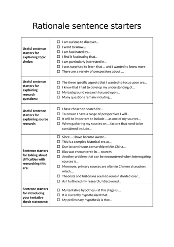 Chinese Nationalism: How to write a rationale for your source investigation (IA2)