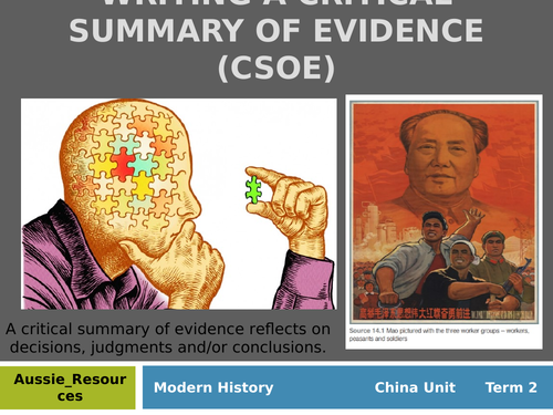Chinese Nationalism: How to write a Critical Summary of Evidence (MHS IA2) QLD 2019 Syllabus