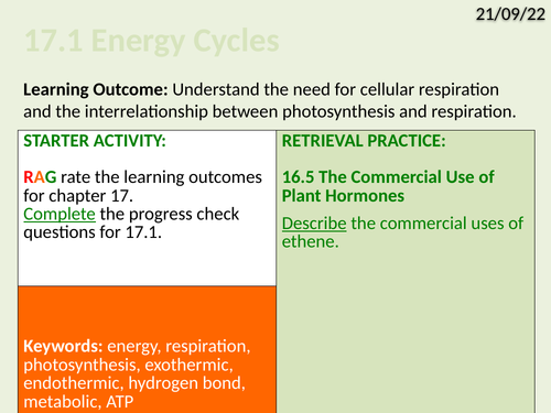 OCR Biology A- 17.1 Energy Cycles