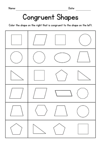 Identifying Congruent Shapes - Geometry Worksheets | Teaching Resources