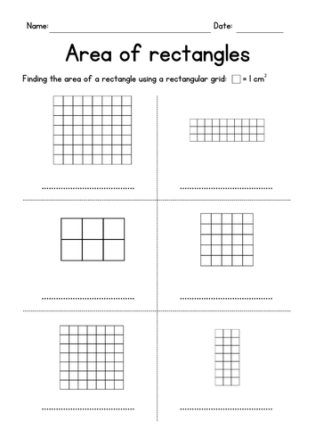 Rectangular Grid Area Of Rectangles Geometry Worksheets Teaching Resources 1547