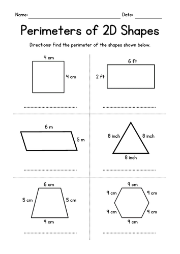 2D Shapes Quiz Worksheet for 4th - 6th Grade