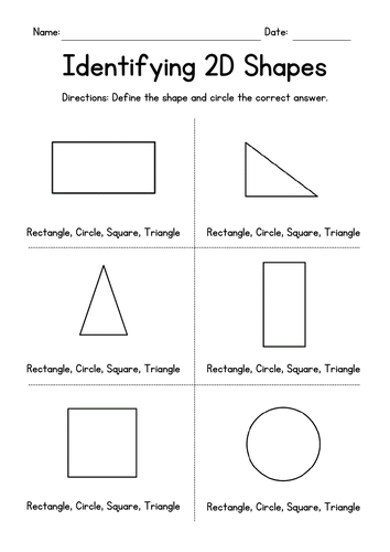 Identifying 2D Shapes - Geometry Worksheets
