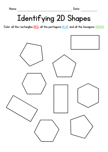 Identifying 2D Shapes (rectangles, pentagons & hexagons)