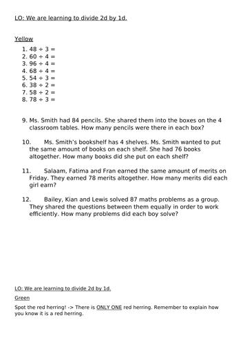 2 digit by 1 digit division