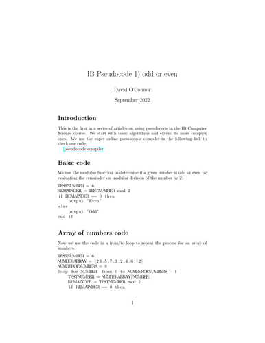 IB Computer Science - Pseudocode