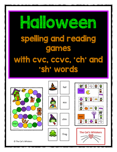 Halloween Reading and Spelling cvc, ccvc, sh and ch words