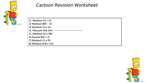 CARTOON REVISION WORKSHEET 1