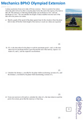 Physics Extension work - BPhO Olympiad Challenge questions and solutions