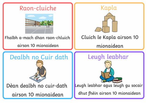 Gaidhlig Brain Break Cards