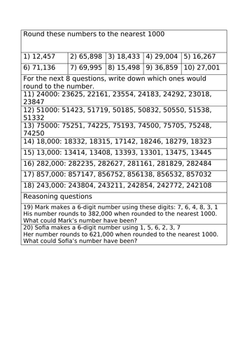 Rounding to the nearest 10, 100 and 1000