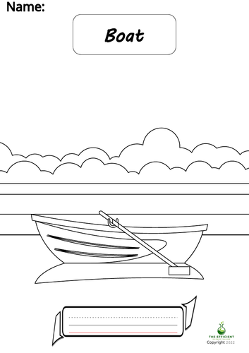 Boat - Writing Practice/Colouring Page Vehicles