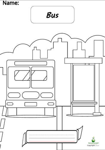 Bus - Writing Practice/Colouring Page Vehicles