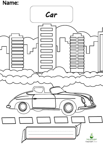 Car - Writing Practice/Colouring Page Vehicles