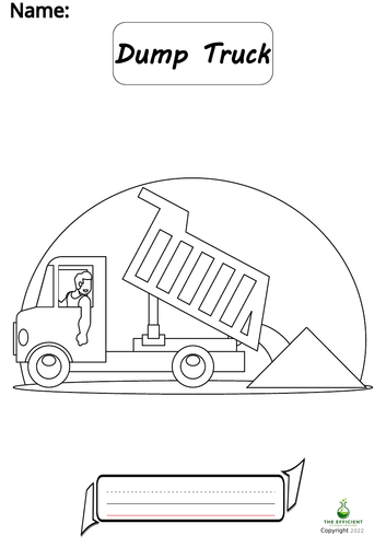 Dump Truck - Writing Practice/Colouring Page Vehicles