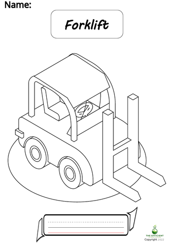 Forklift - Writing Practice/Colouring Page Vehicles