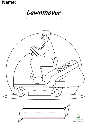 Lawnmover - Writing Practice/Colouring Page Vehicles