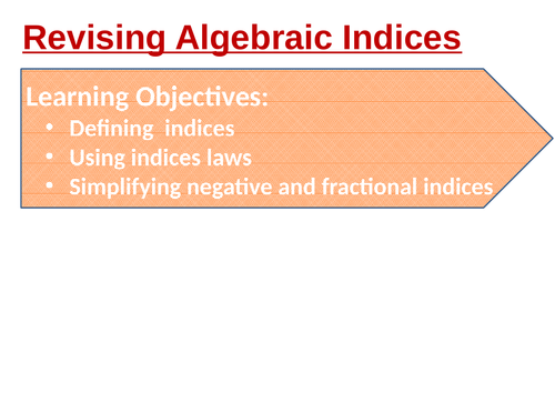 Complete Lesson: Revising Arithmetic Indices : PPT, 2 worksheets and Answer sheet