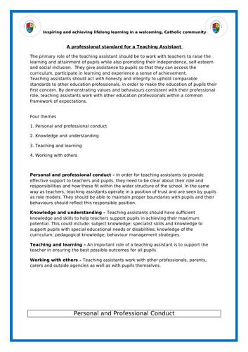 A professional standard for a Teaching Assistant