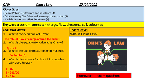 Circuits current and potential difference GCSE PHYSICS