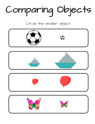 Comparing Objects Worksheets