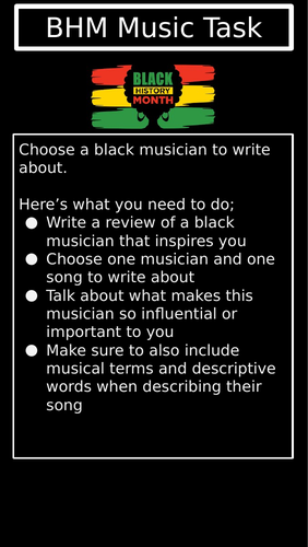 Black Hitory Month Music Task