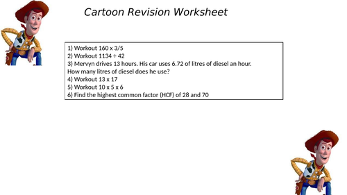 CARTOON REVISION WORKSHEET 36 | Teaching Resources