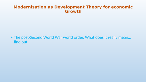 Modernization as Development Theory for economic Growth