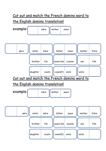 French family member dominoes