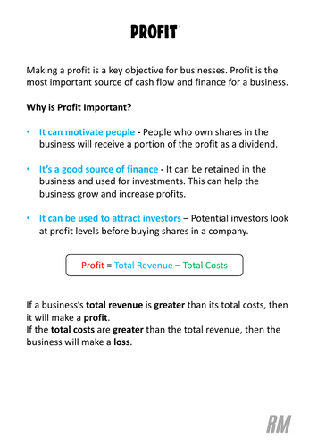 Profit - Business Revision