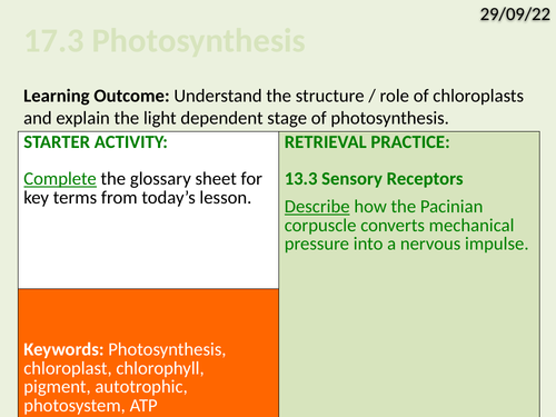 OCR Biology A- 17.3 Photosynthesis